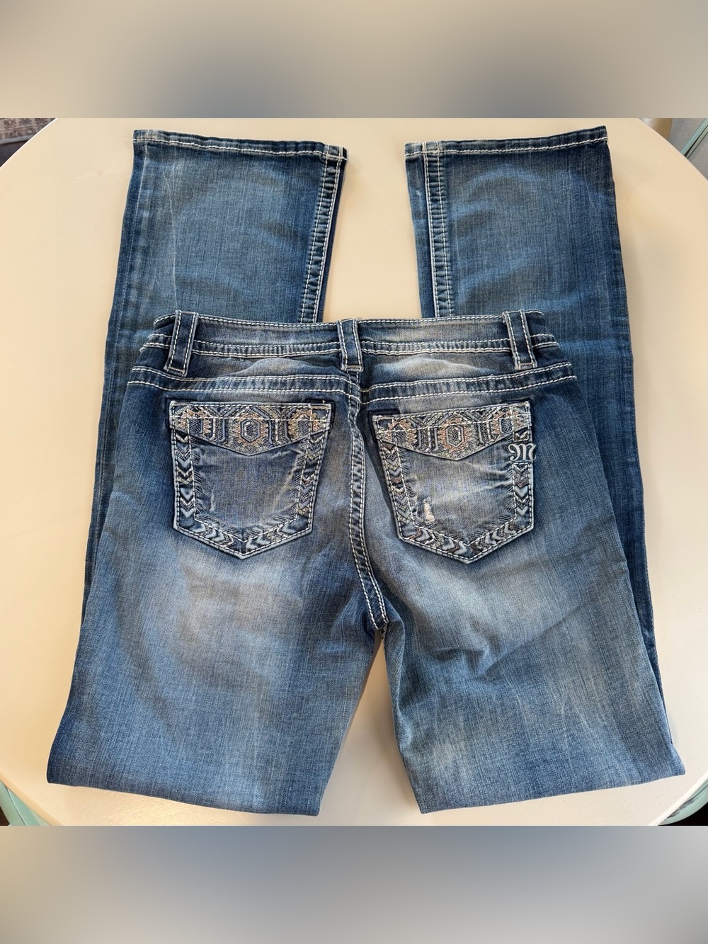 Miss Me Size 30 Bootcut Jeans Y2K Bling Embellished Flap Pocket Western Cowgirl